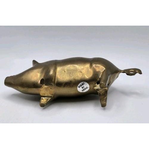 Vintage Contemporary Solid Brass Pig Figurine For Sale - Image 6 of 17