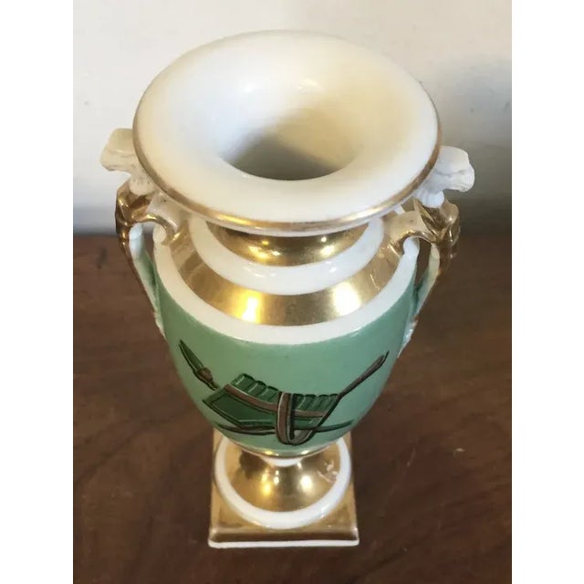 1820 French Empire Porcelain Vase Decorated with Landscape Scene and Trophies For Sale - Image 12 of 13