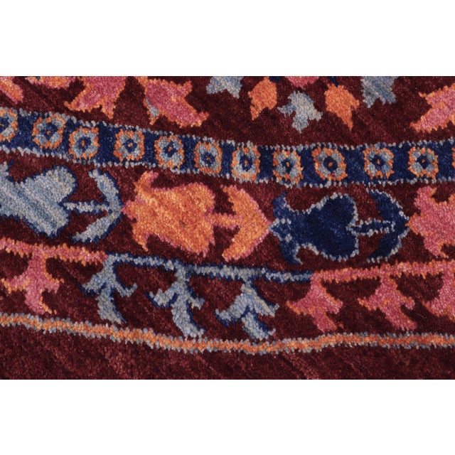 1990s Boho Chic Ziegler Red/Blue Wool Runner Rug- 9'11'' X 10'3'' For Sale - Image 5 of 10