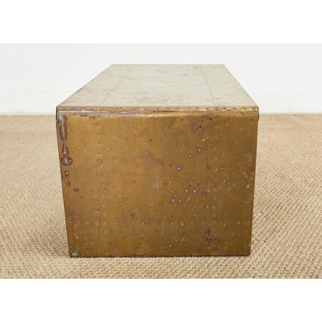 Midcentury Sarreid Patinated Brass Waterfall Cocktail Table For Sale - Image 11 of 13