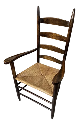 Early 20th Century Antique Ladderback Rush Seat Chair