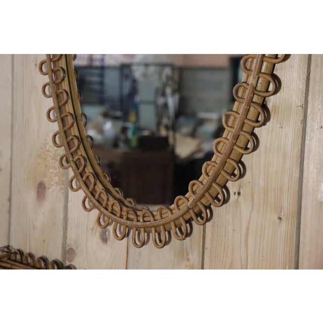 Mirror with Rattan Side Table in the style of Franco Albini, 1950, Set of 2 For Sale - Image 8 of 12