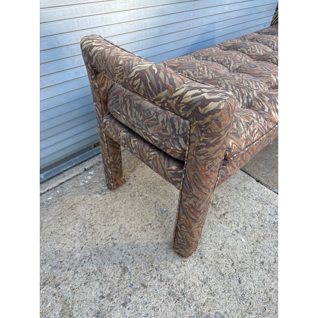 1990's Upholstered Patterned Fabric Bench For Sale - Image 10 of 10