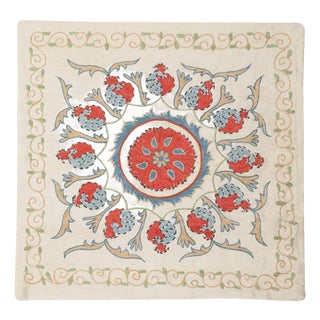 19"x20" Embroidered Pillow Cover. Boho & Chic Home Decor. All Silk Cushion Cover For Sale