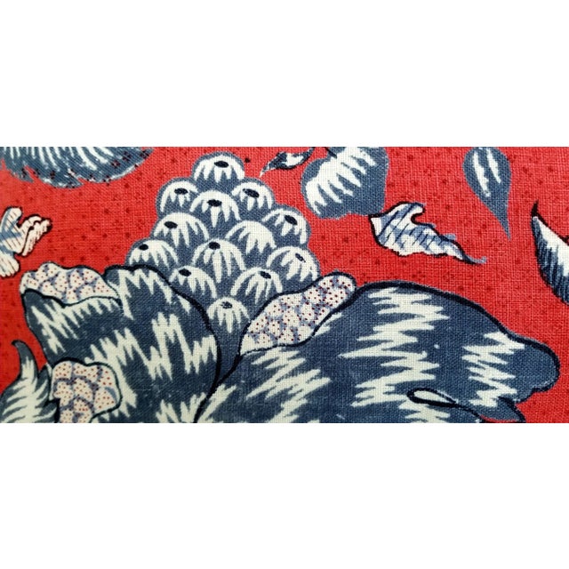 Custom Thibaut Westmont Red, White and Blue Floral Linen Throw Pillow For Sale - Image 4 of 8