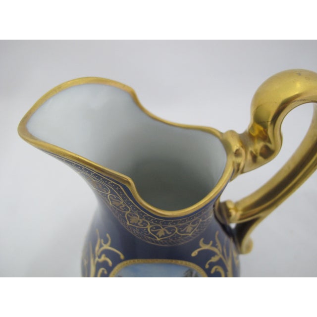 19th Century Art Nouveau Hans Heiling Karlsbad 19thc Gilt Hand Painted German Landscape Porcelain Pitcher For Sale - Image 10 of 11