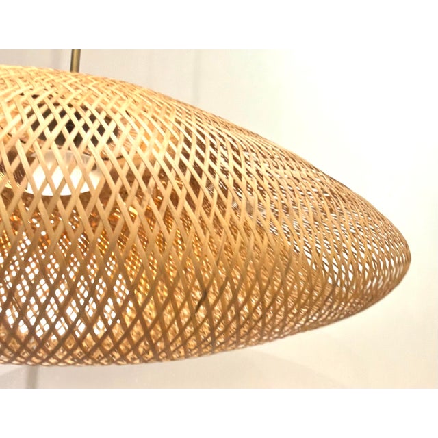 Modern Revelation Modern Woven Bamboo Bonnet Pendant Light For Sale - Image 3 of 5