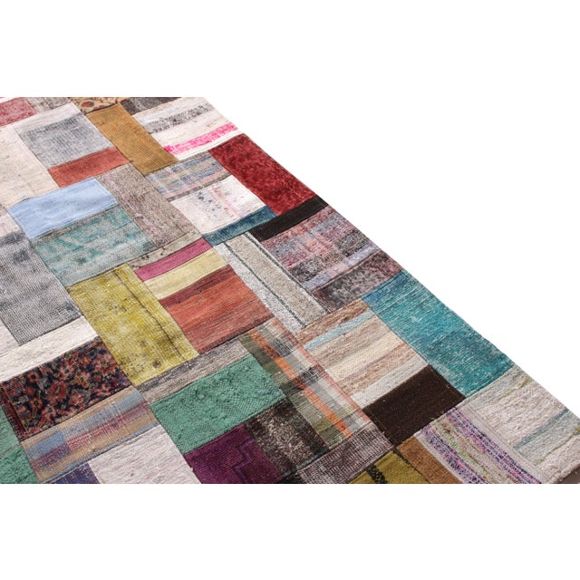 Rug & Kilim Modern Patchwork Kilim Rug in Gray Multicolor Stripe Pattern by Rug & Kilim For Sale - Image 4 of 5