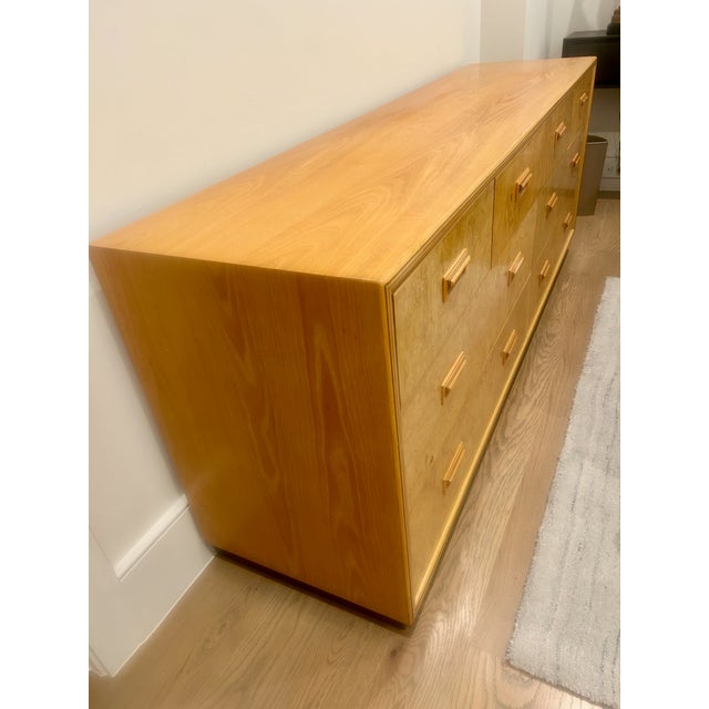 Mid-Century Modern Henredon Scene Two Burlwood Dresser and Matching Round Nightstand/ Mid-Century Modern 1970s Set For Sale - Image 3 of 18