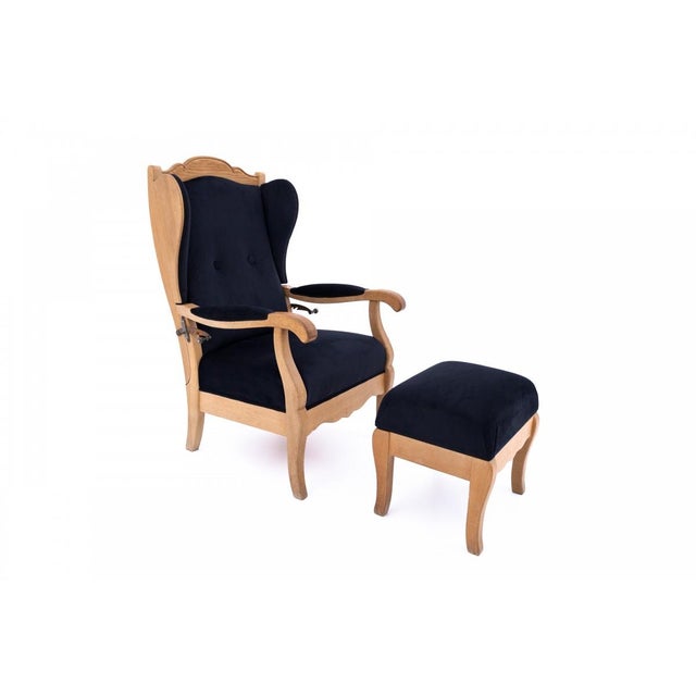Black Set of Reclining Chair with Ottoman, 1940s For Sale - Image 8 of 18