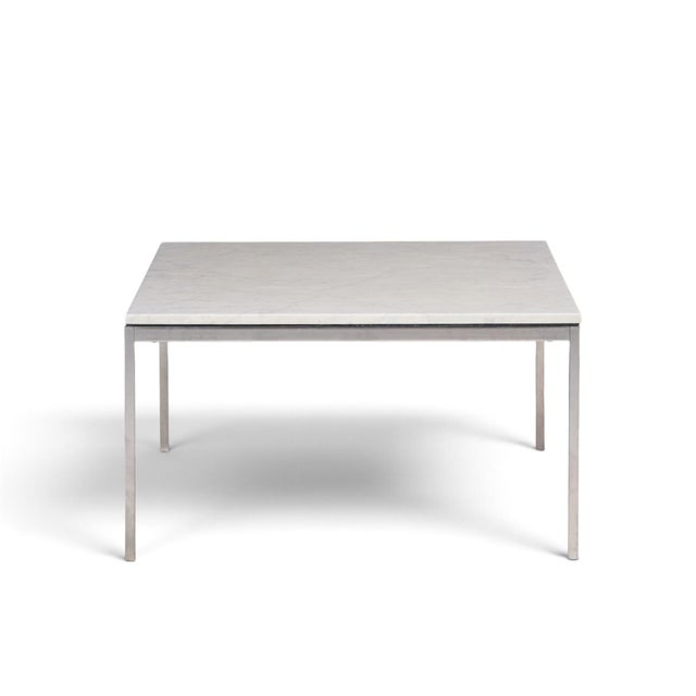 Florence Knoll Mid Century Chrome and Marble Top Coffee Table This coffee table measures: 35.5 wide x 35.5 deep x 19.25...