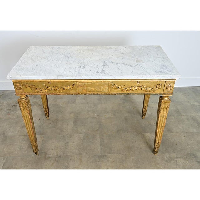 Italian 18th Century Giltwood Console with Original Marble Top For Sale - Image 12 of 18
