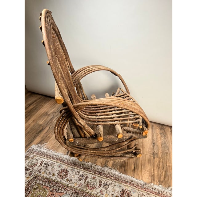 Wood Vintage Adirondack Bent Willow Arm Chair For Sale - Image 7 of 11