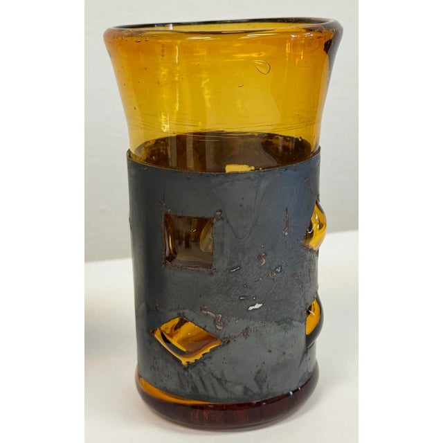 Vintage MCM Felipe Derflingher Brutalist Tumbler Glasses, Set of 7 For Sale - Image 4 of 7