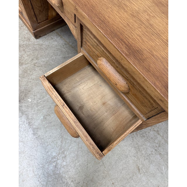 1930s Vintage Oak Ministers Desk, 1930s For Sale - Image 5 of 15