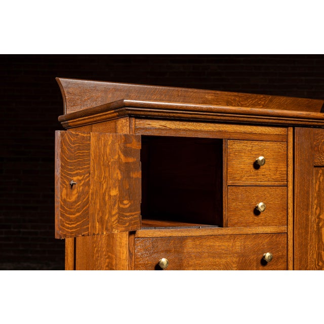 Antique Quarter Sawn Armoire Cabinet by Aurora Furniture Co. For Sale - Image 4 of 14