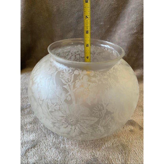 Glass Antique Romantic Gas Globe Shape Floral Pattern Etched Glass Shade For Sale - Image 7 of 8