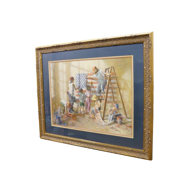 Realism Kathryn Fincher the Dream Keepers American Flag 911 Tribute Lithograph Print 34" For Sale - Image 3 of 13