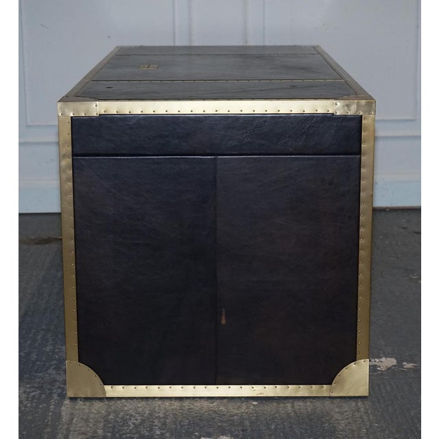 Cumberland Collection Desk in Aged Leather with Red Velvet Lining from Timothy Oulton For Sale - Image 13 of 18