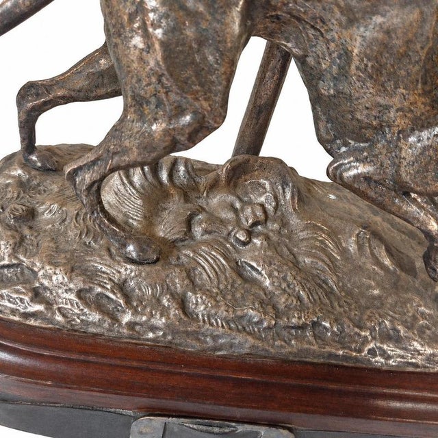 Brown Vintage Table Lamp with Greyhound For Sale - Image 8 of 9