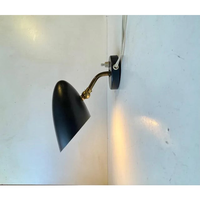 Black Adjustable Matte Black Dynamo Wall Sconce from Fog & Mørup, 1940s For Sale - Image 8 of 8