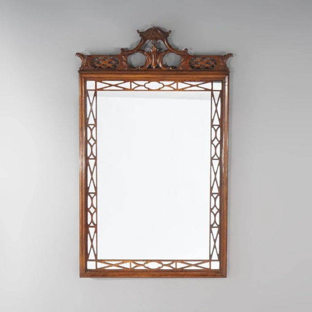 Set of 3 Antique Chinese Chippendale Mahogany Dressing Table With Mirror & Bench Circa 1940 For Sale - Image 6 of 12