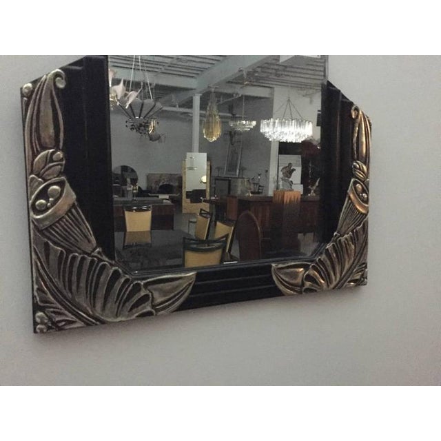 Art Deco French Art Deco Black Lacquer and White Gold Mirrors - a Pair For Sale - Image 3 of 9