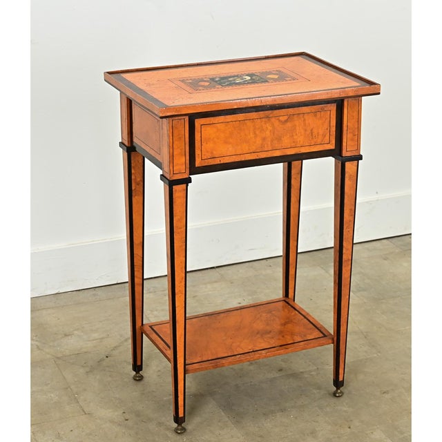 Wood English 19th Century Birch Marquetry & Stone Inlay Table For Sale - Image 7 of 12