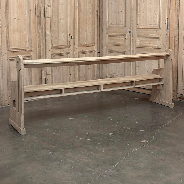 19th Century Gothic Revival Stripped Oak Church Bench For Sale - Image 18 of 18