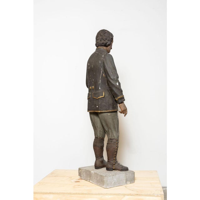 Paint Antique Polychrome Wood and Gesso Statue of Saint Isidore For Sale - Image 7 of 14