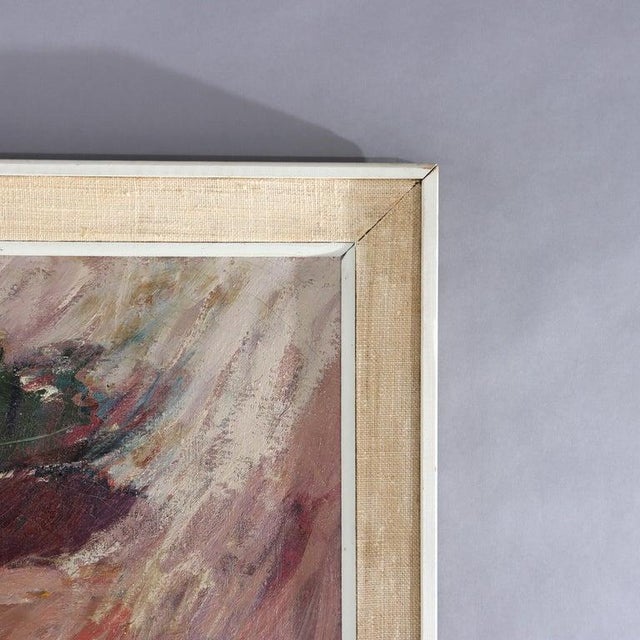 Red Vintage MCM Abstract Oil on Canvas Painting of a Nude Woman Signed C1960 For Sale - Image 8 of 9