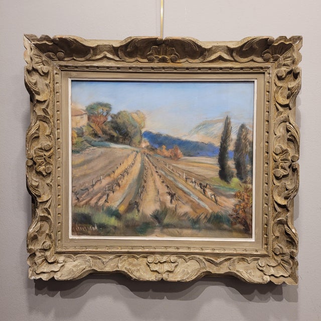 French School Artist, Vineyard in Provence, Early 20th Century, Pastel on Paper, Framed For Sale - Image 3 of 18