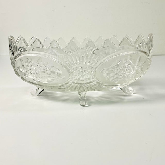 American Mid-Century Boho Chic Hollywood Regency Glass Footed Centerpiece/Fruit Bowl For Sale - Image 3 of 16