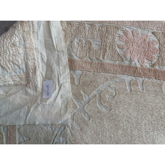 Suzani Textile Wall Art - Bohemian Embroidery 4'7'' X 5'1'' For Sale - Image 18 of 18