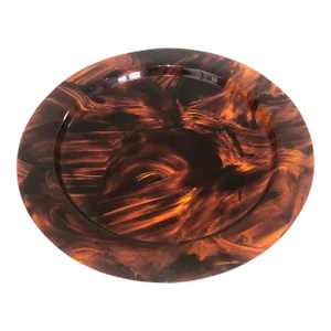 Faux Turtle-Shell Lucite Round Tray. French Work. Circa 1970.