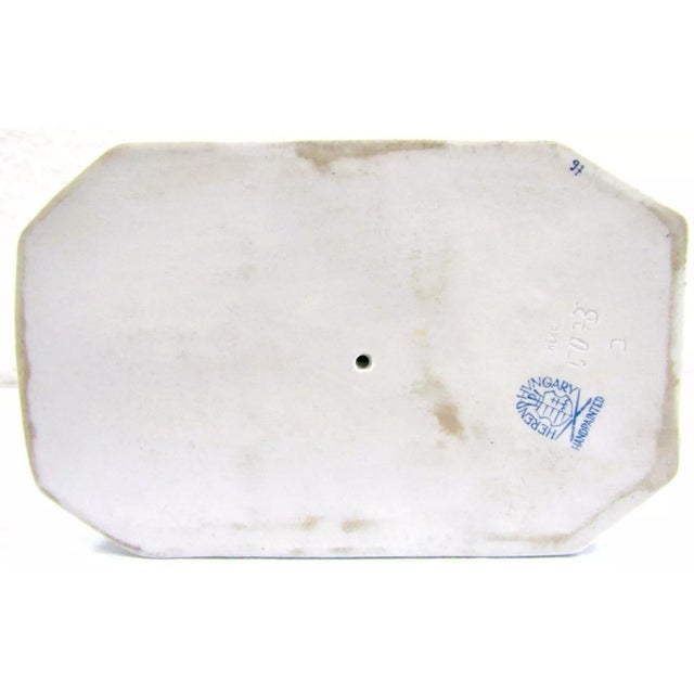 1980s Herend Hungary Handpainted Large Pelican 5073 Green Fishnet For Sale - Image 12 of 12