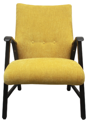 Armchair in a Yellow Velor, Completely Restored, 1950s