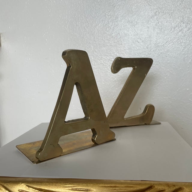 Traditional Brass "A" to "Z" Bookeneds For Sale - Image 3 of 6