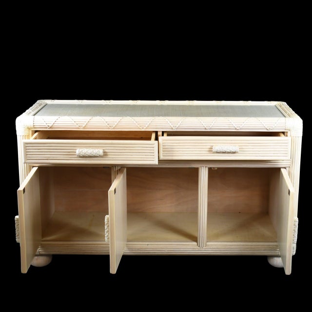 Blonde Pencil Reed Vintage Dresser For Sale - Image 4 of 6
