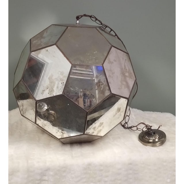 This beautiful large glass paneled chandelier with acid patina is sure to light up any room as one of the main focal...