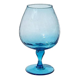 1960s Empoli Blue Stemmed Optic Glass Vase For Sale