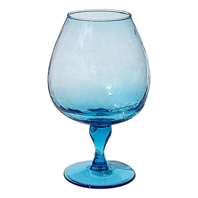 1960s Empoli Blue Stemmed Optic Glass Vase For Sale
