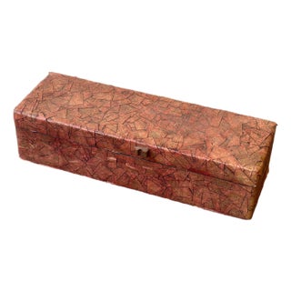 Vintage Painted Decoupage Masking Tape Glove Box, Mid 20th Century For Sale