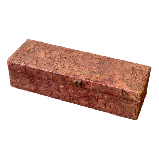 Vintage Painted Decoupage Masking Tape Glove Box, Mid 20th Century For Sale