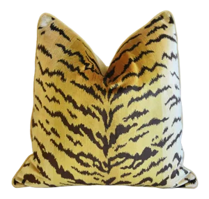 Scalamandre Le Tigre Tiger Silk Feather/Down Pillow 23" Square