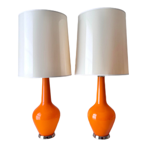 Robert Abbey for Jonathan Adler Capri Glass Lamps - a Pair