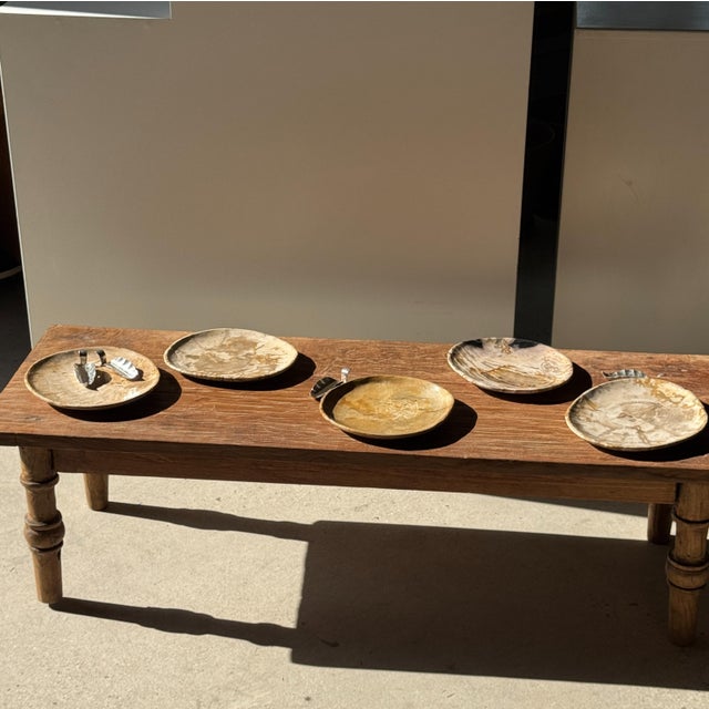 Gray Small Trinket Tray in Speckled Beige Petrified Wood For Sale - Image 8 of 18