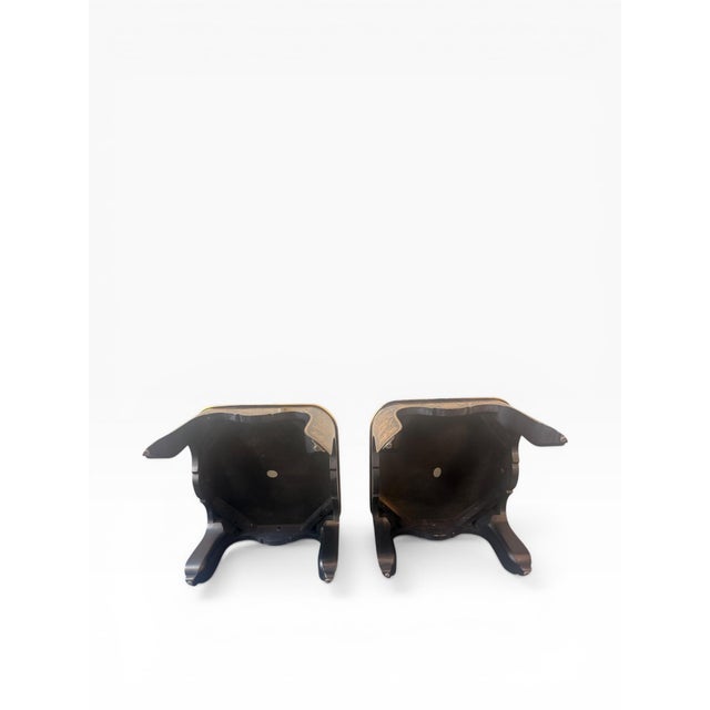 1980s Baker Furniture Chinoiserie Black & Gold Lacquered Accent Tables – Pair For Sale In Boston - Image 6 of 14