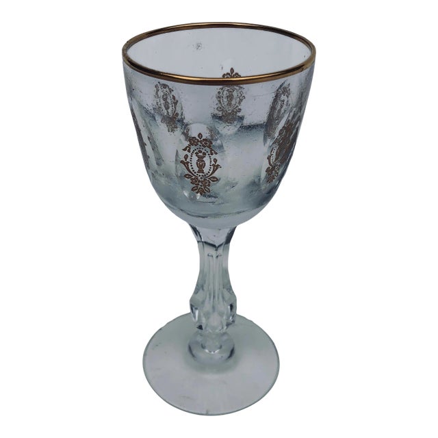 Vintage Tiffin-Franciscan "Palais Versailles" Crystal Clear & Gold Cocktail Glass For Sale