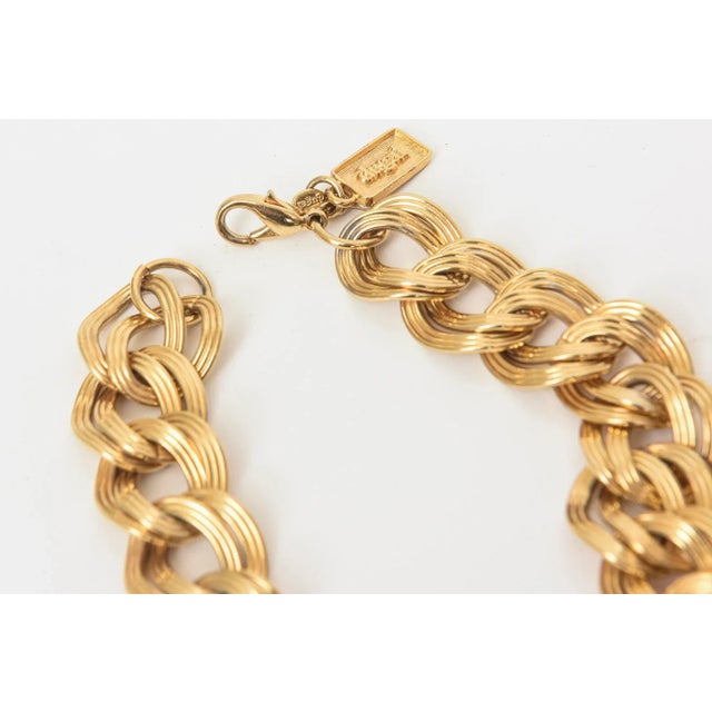 Gold Metal Link Chain Necklace Signed by Dugal 1990's For Sale In Miami - Image 6 of 10